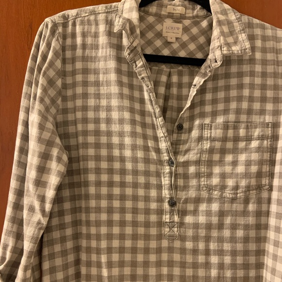 J. Crew Factory Tops - J crew gray gingham boy fit tunic popover shirt